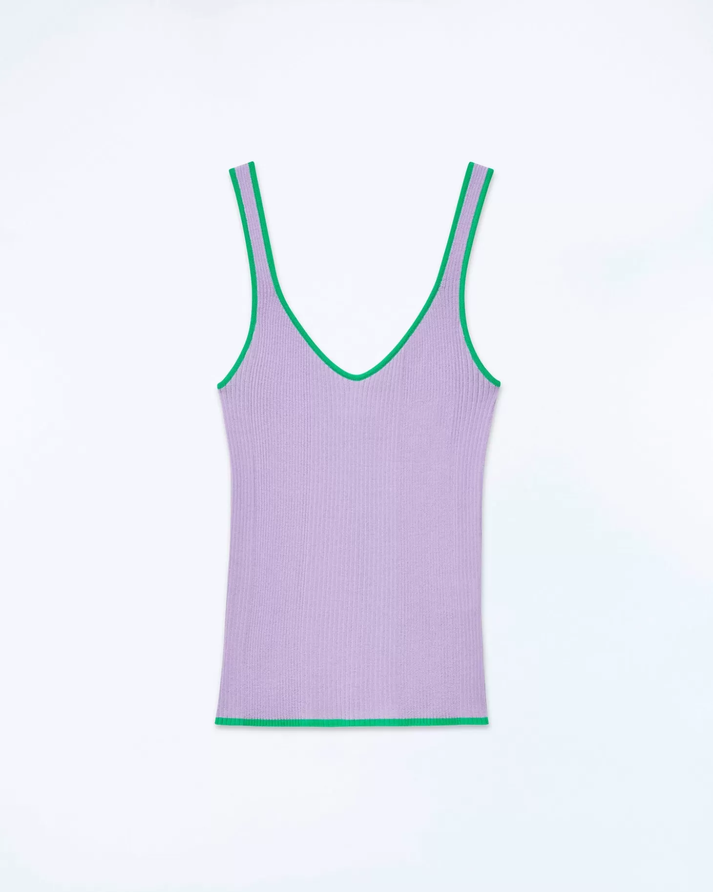 FROM FUTURE Ribbed Tank Top With Contrasting Trims Magic Lilac Best Sale