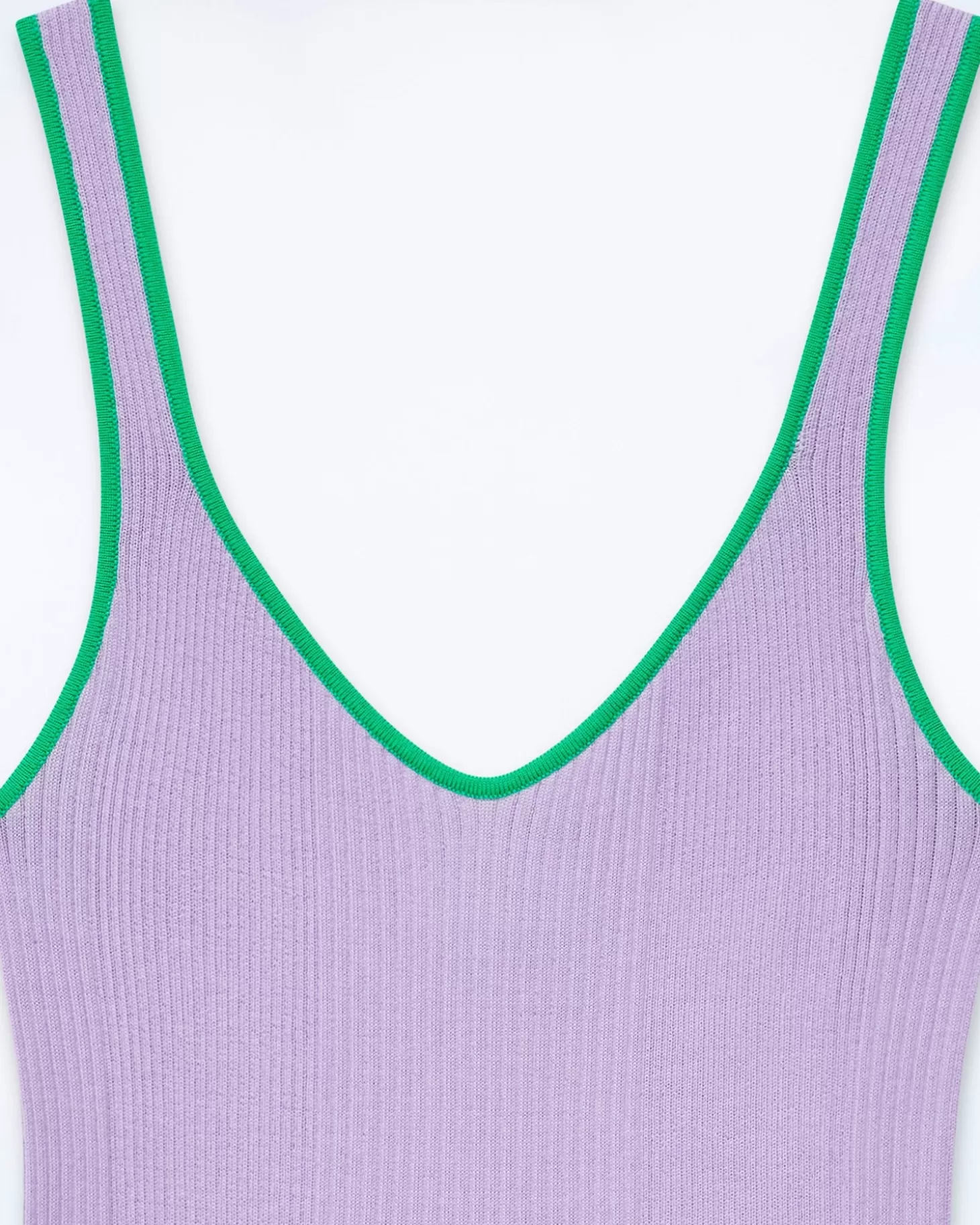 FROM FUTURE Ribbed Tank Top With Contrasting Trims Magic Lilac Best Sale