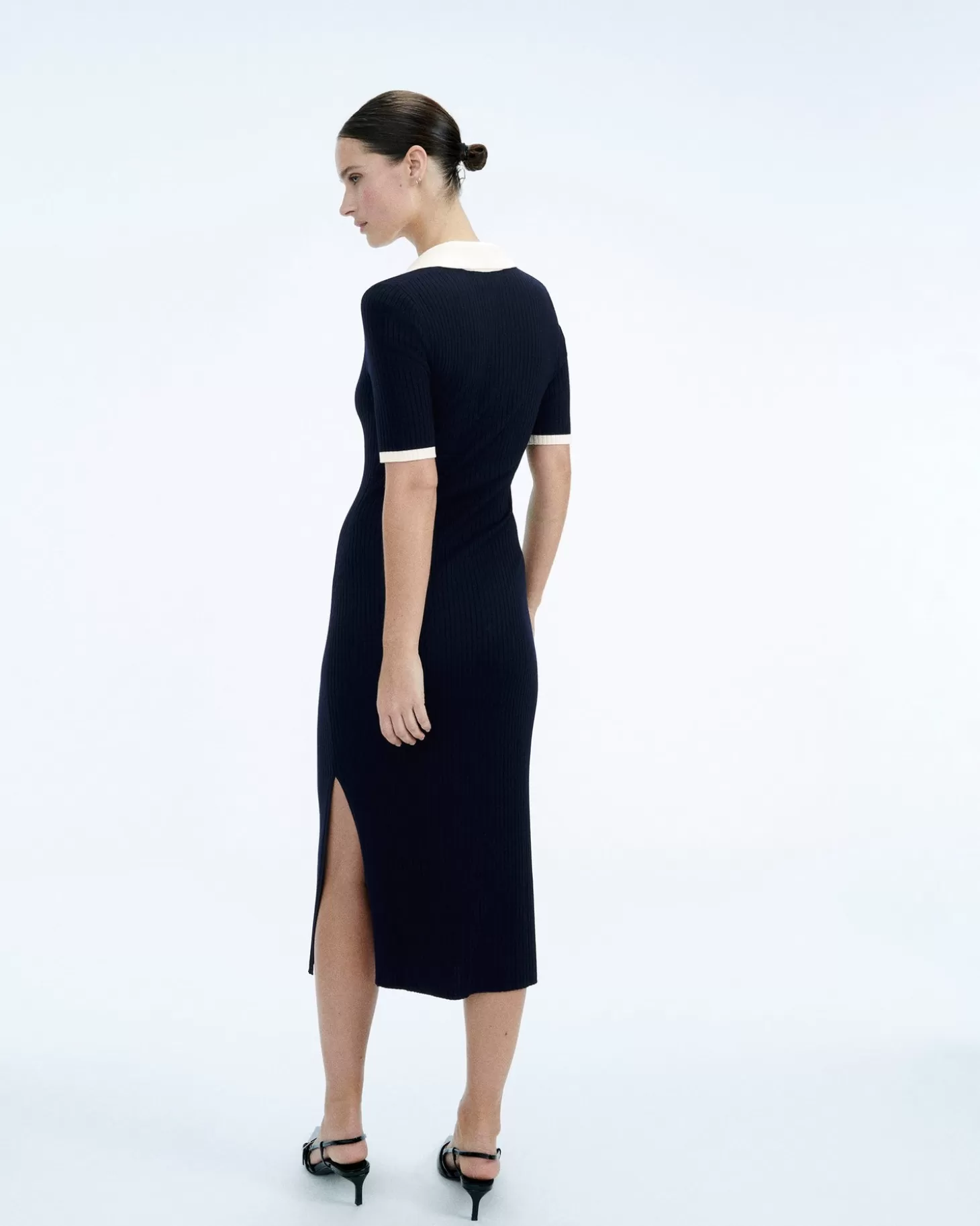 FROM FUTURE Short Sleeve Long Dress Navy Shop