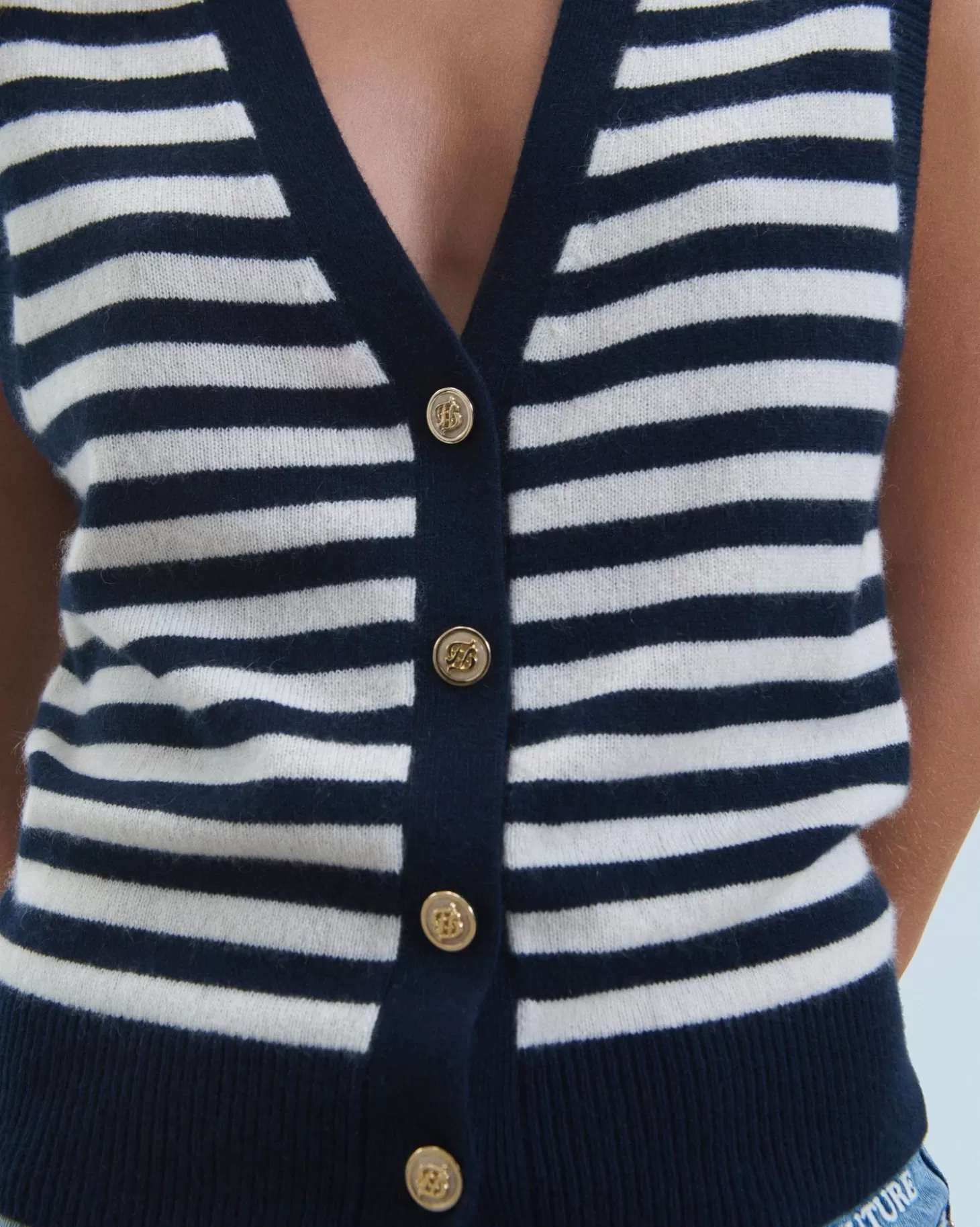 FROM FUTURE Sleeveless Sweater Navy Best