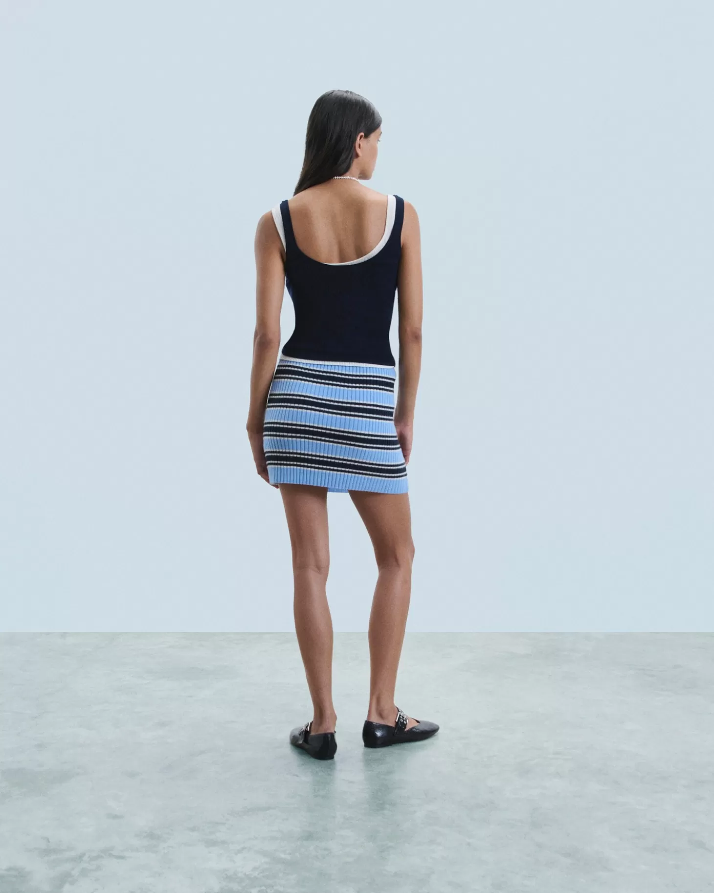 FROM FUTURE Striped Mini Skirt Fairy Blue Hot