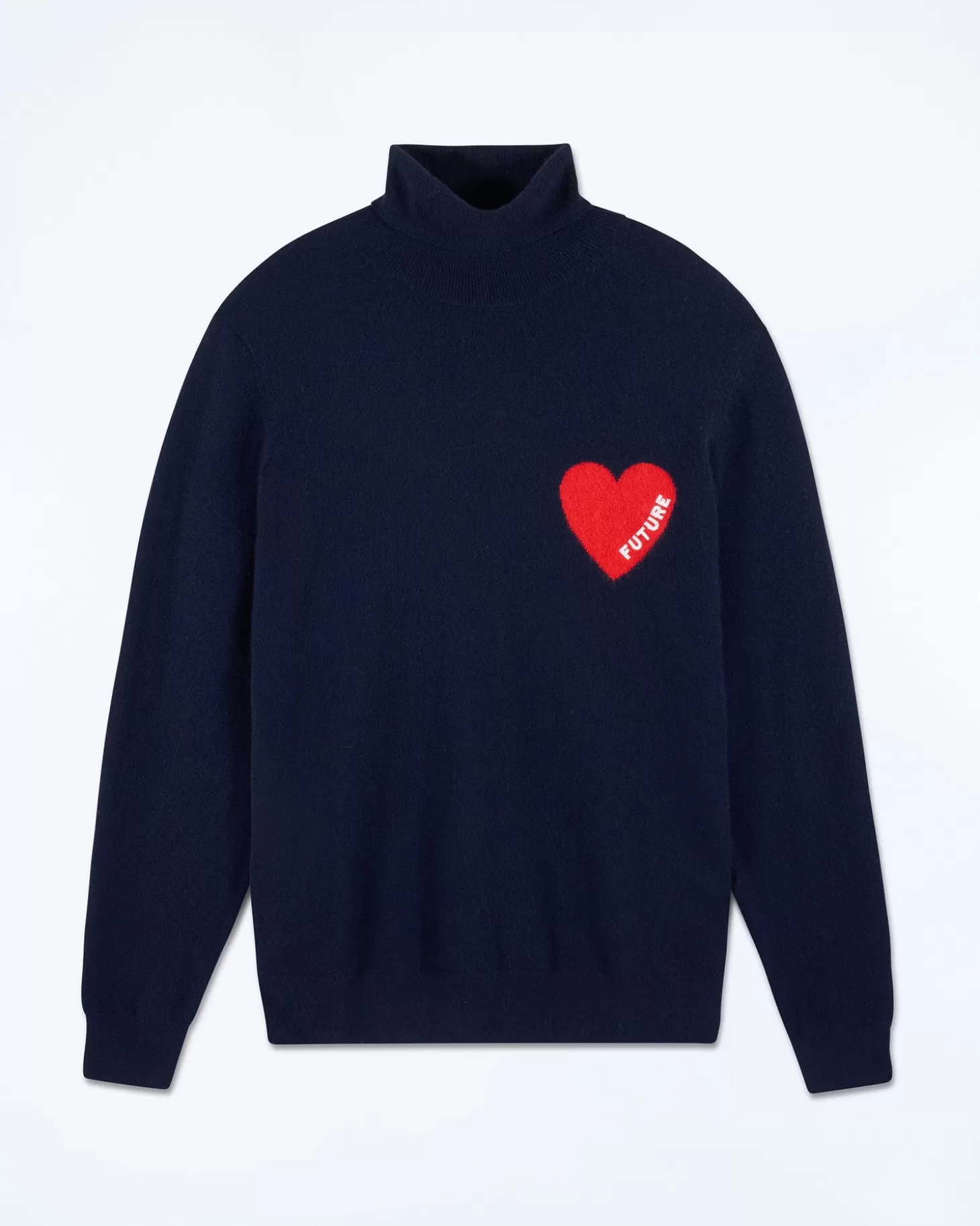 FROM FUTURE Turtleneck Heart Sweater Navy Outlet