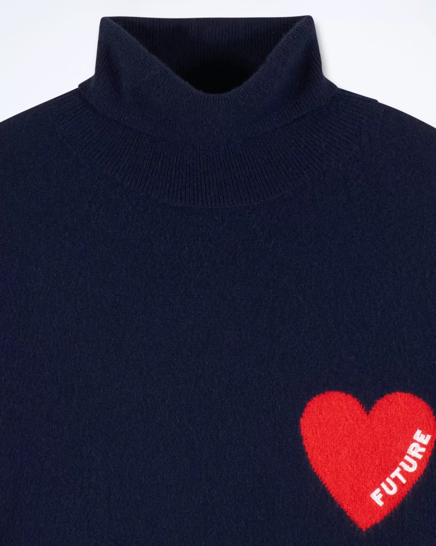 FROM FUTURE Turtleneck Heart Sweater Navy Outlet