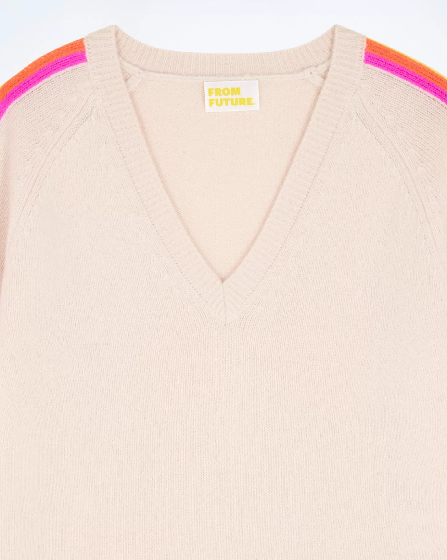 FROM FUTURE V-Neck Sweater With Multicolor Stripes Desert Sand Sale