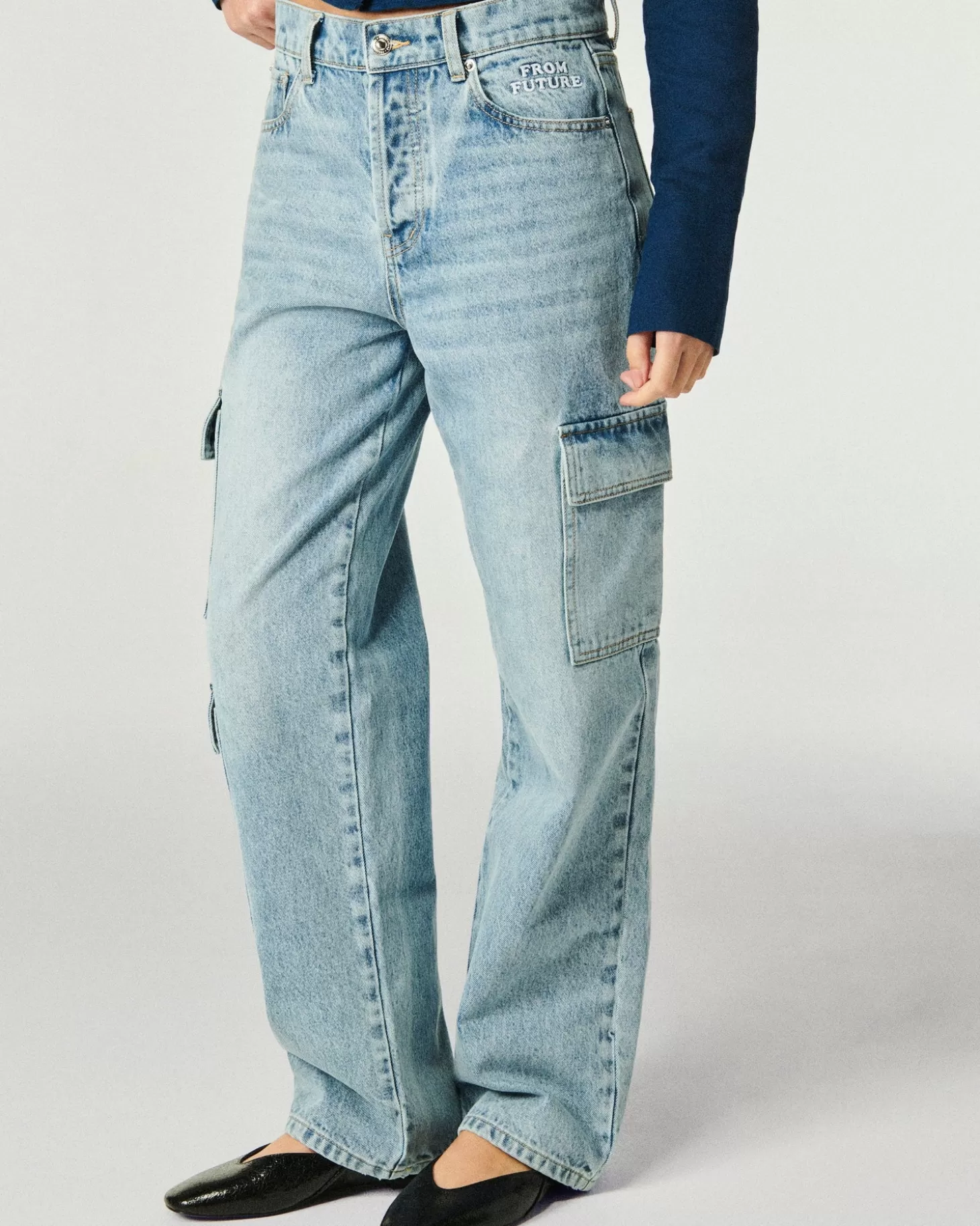 FROM FUTURE Wide Jeans Light Blue Outlet